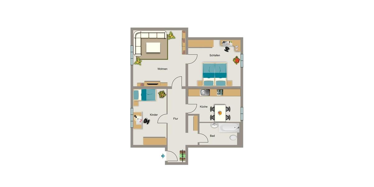 Dachgeschoßwohnung Duisburg Hamborn - 3.5 Zimmer, 69 m&sup2;, 366&euro; | Angebot:25524175