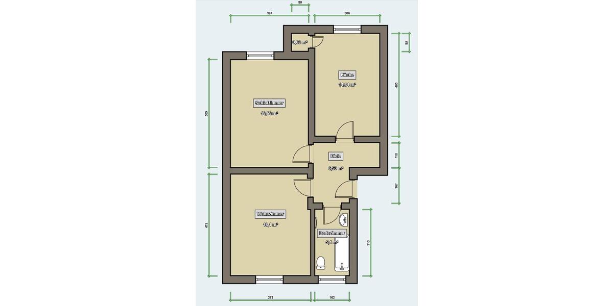 Erdgeschoßwohnung Gelsenkirchen Gelsenkirchen-Mitte - 2.5 Zimmer, 64 m&sup2;, 450&euro; | Angebot:26034961