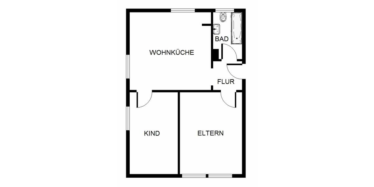 Erdgeschoßwohnung Gelsenkirchen Gelsenkirchen-Nord - 2 Zimmer, 42 m&sup2;, 309&euro; | Angebot:25305605
