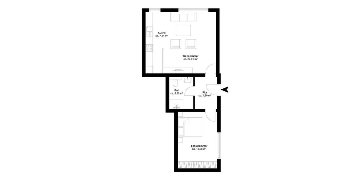 Etagenwohnung Hagen Boele - 2 Zimmer, 60 m&sup2;, 550&euro; | Angebot:25362355