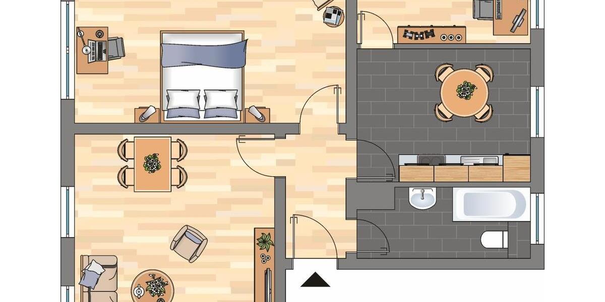 Etagenwohnung Duisburg Beeck - 3 Zimmer, 69 m&sup2;, 519&euro; | Angebot:26385396