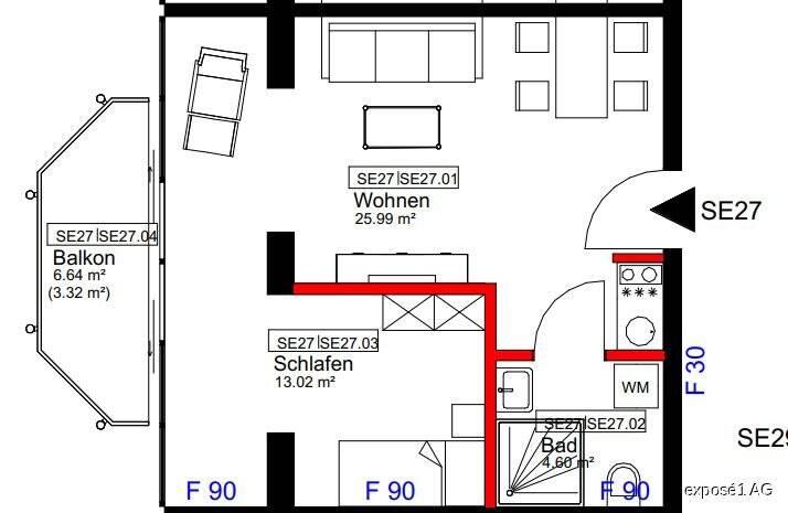 Etagenwohnung Herdecke - 2 Zimmer, 46 m&sup2;, 655&euro; | Angebot:19285419