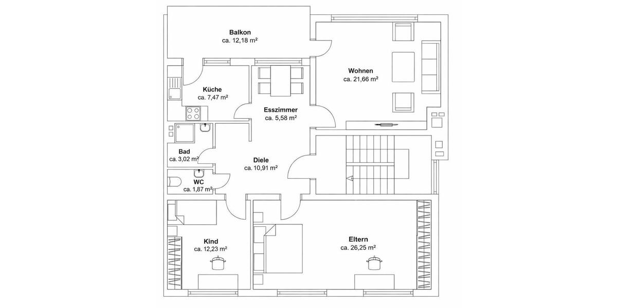 Etagenwohnung Wuppertal Arrenberg - 3 Zimmer, 100 m&sup2;, 230.000&euro; | Angebot:26097903