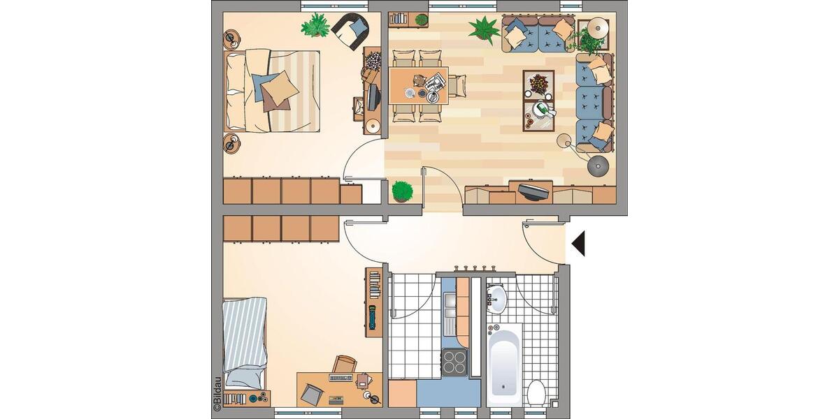 Erdgeschoßwohnung Recklinghausen Grullbad - 3.5 Zimmer, 59 m&sup2;, 261&euro; | Angebot:26385393