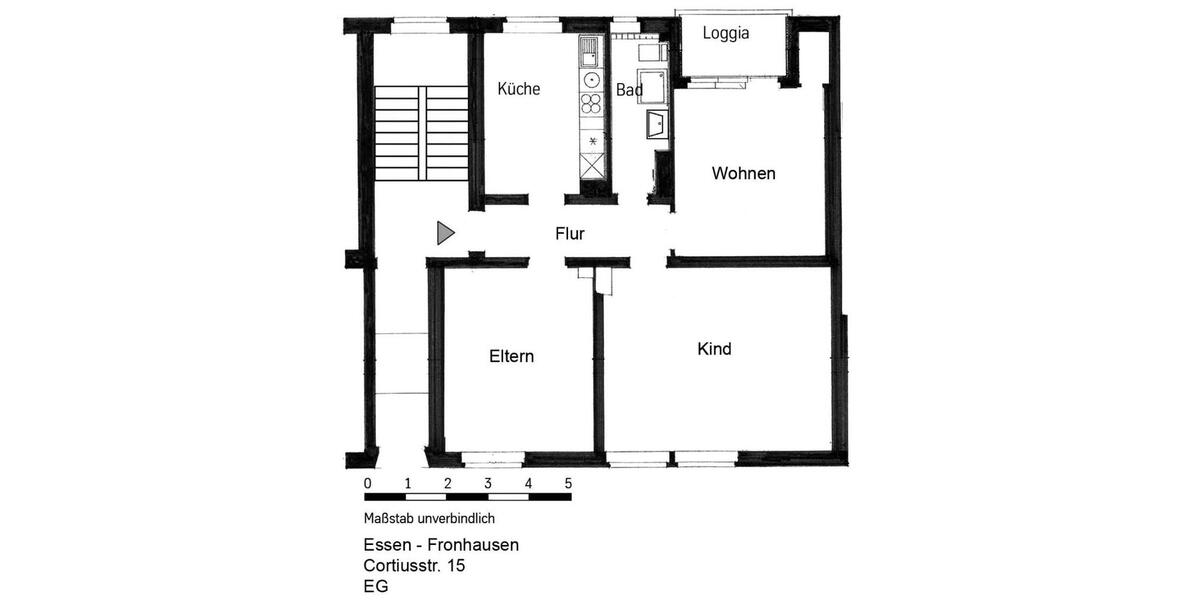 Erdgeschoßwohnung Essen Stadtbezirk III - 3 Zimmer, 79 m&sup2;, 649&euro; | Angebot:25542391