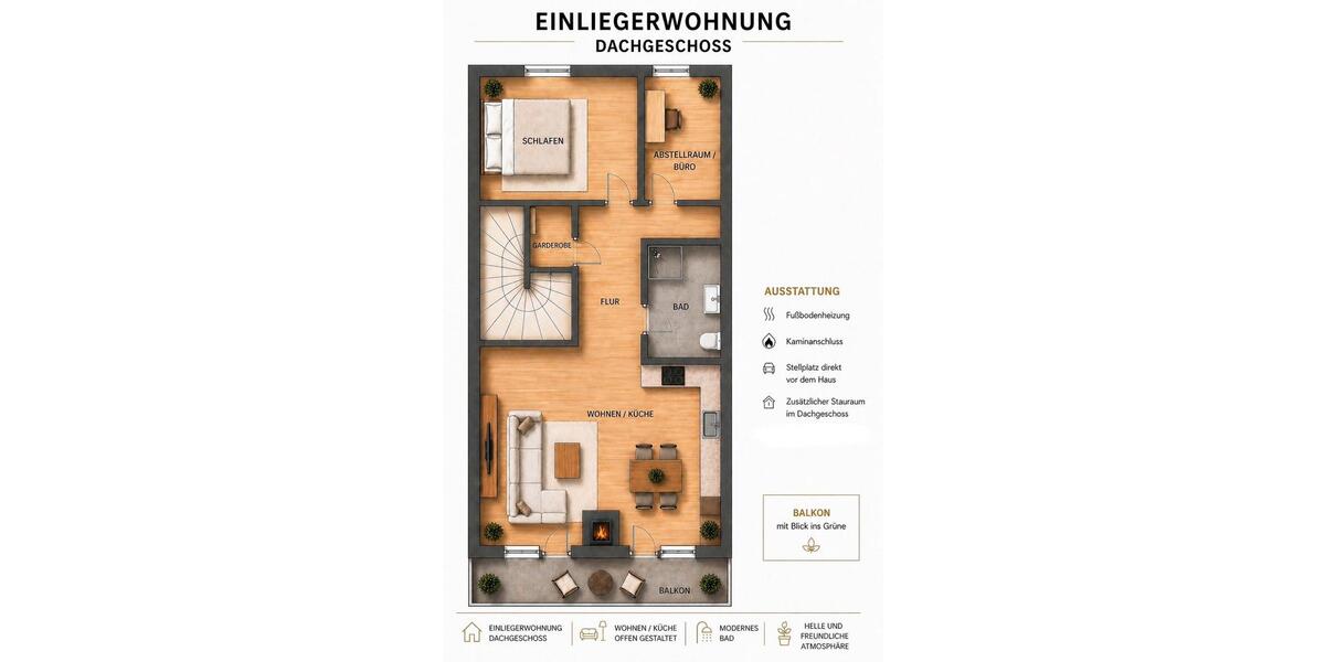 Dachgeschoßwohnung Wuppertal Gemarkung Langerfeld - 2 Zimmer, 45 m&sup2;, 750&euro; | Angebot:26330100